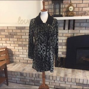 Chico’s Animal Print Asymmetrical Zip Sweater